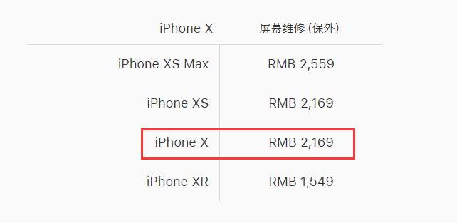 iphone X換屏幕多少錢(qián)，蘋(píng)果官網(wǎng)zui新報(bào)價(jià)