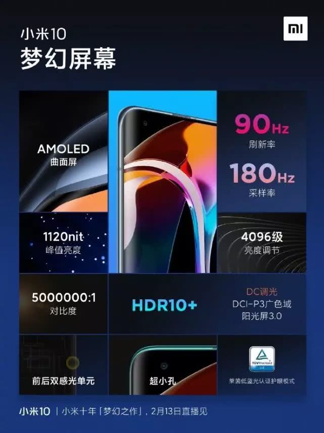 小米10屏幕被官方確認，有兩個數據zui值得關注